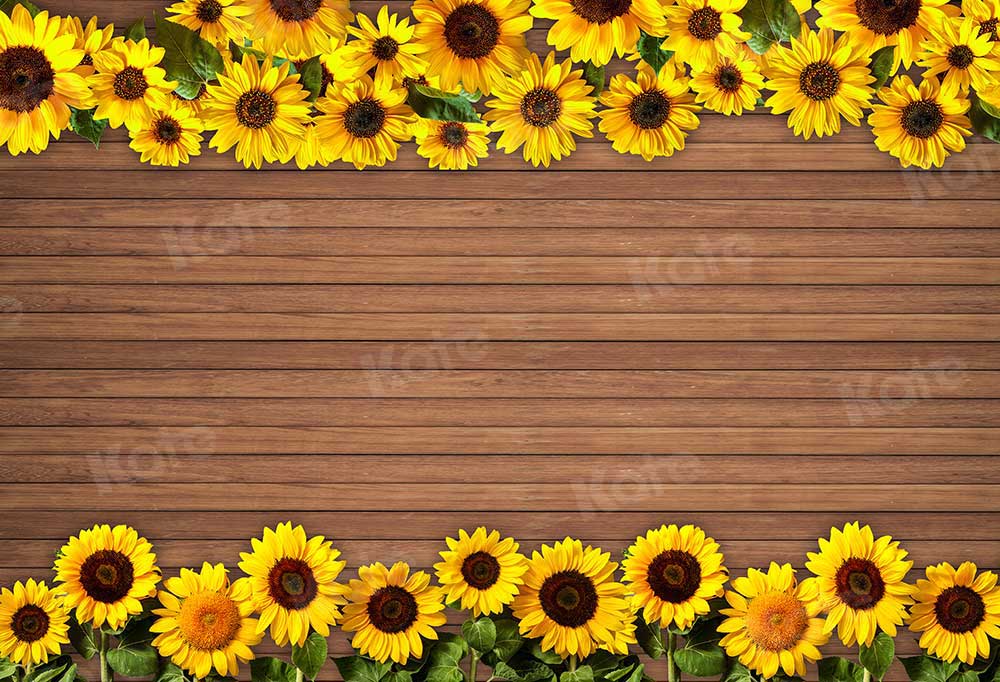 写真撮影のためのkateつのひまわりの木板背景花