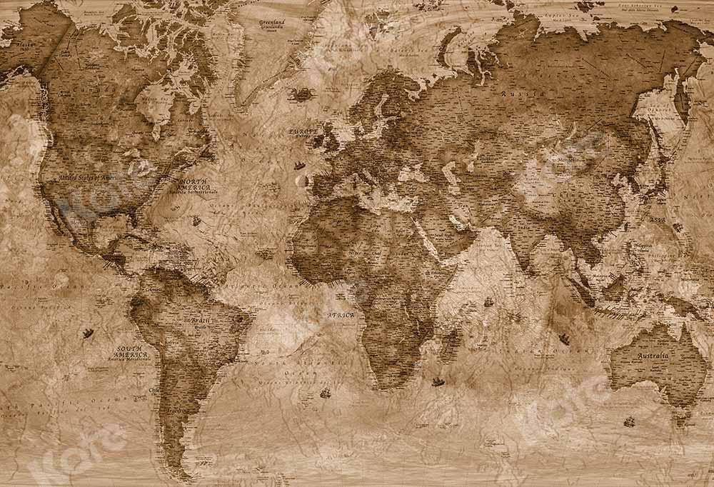kateチェーン写真によって設計されたレトロな世界地図の背景