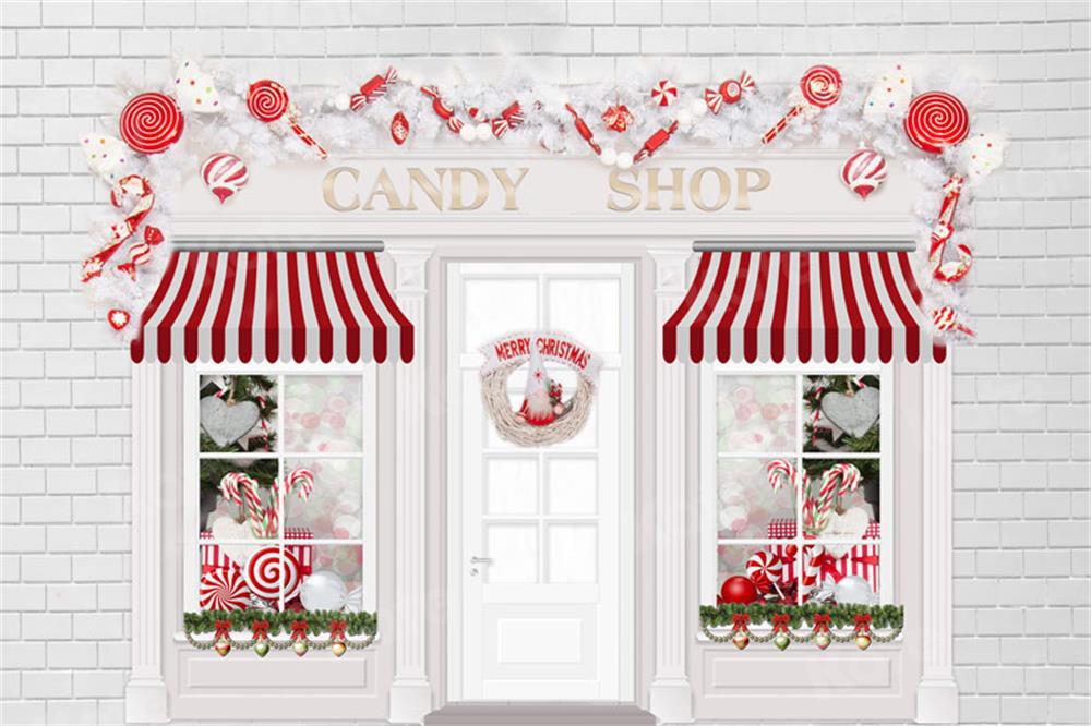 Kate 写真撮影のためのクリスマス菓子店の背景
