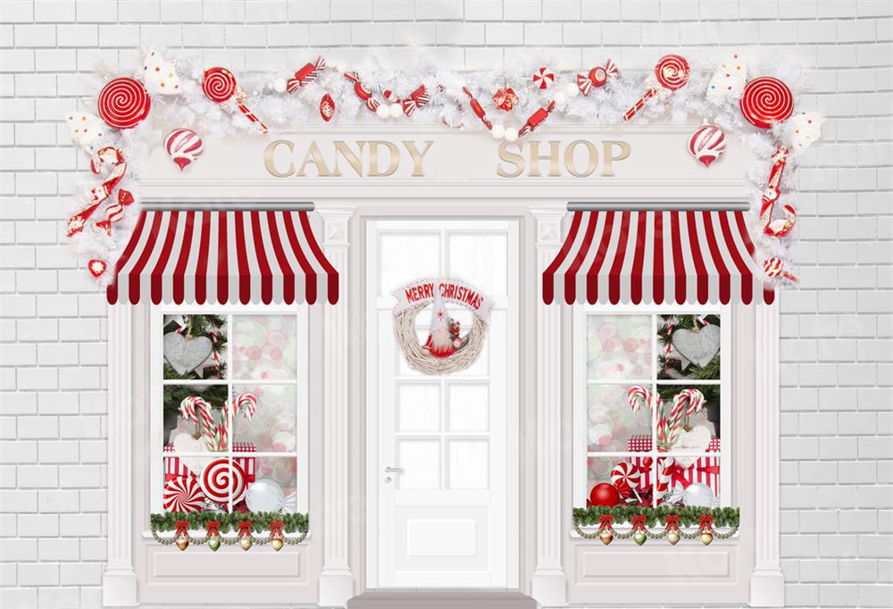 Kate 写真撮影のためのクリスマス菓子店の背景