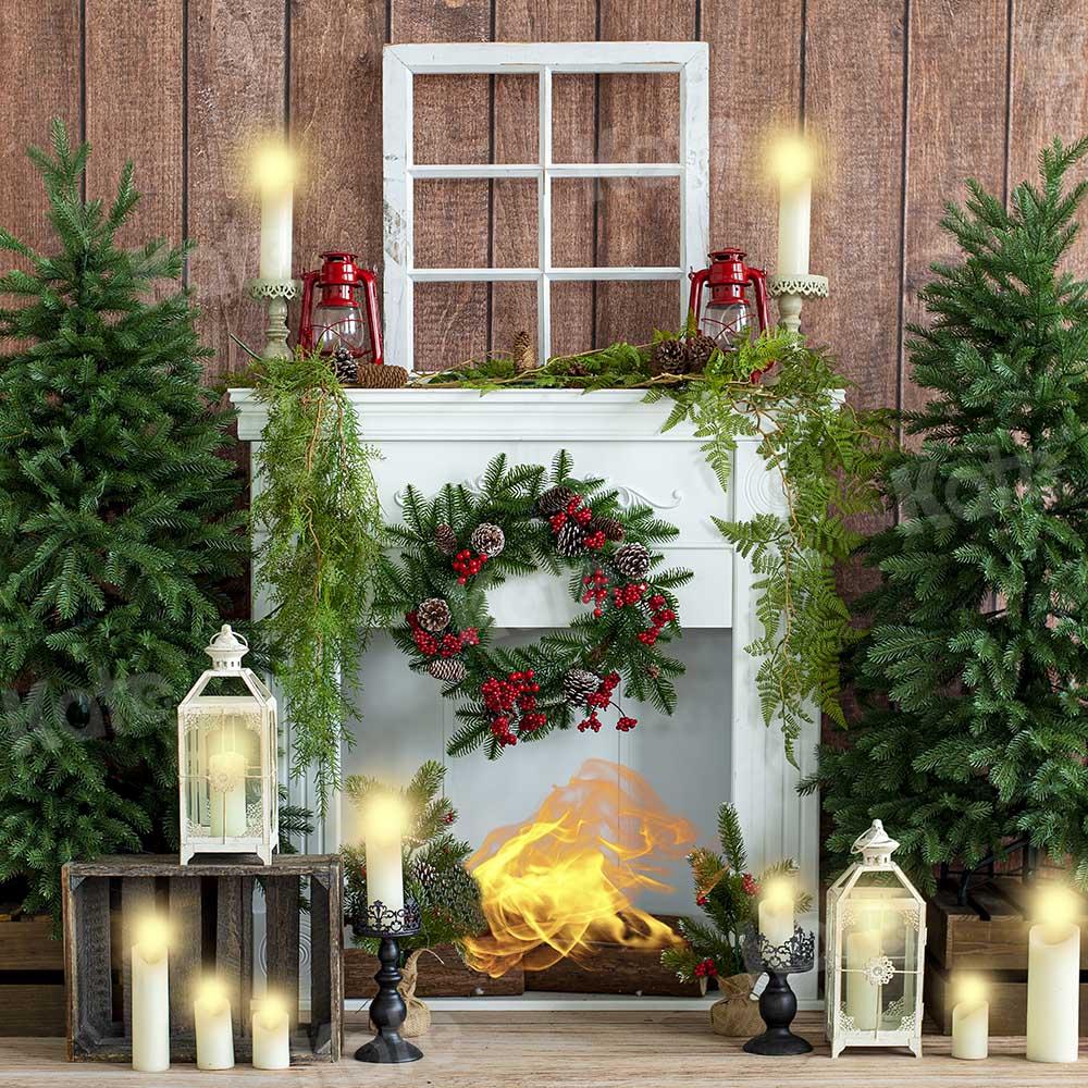 kateクリスマスキャンドル暖炉ウッドハウスの背景