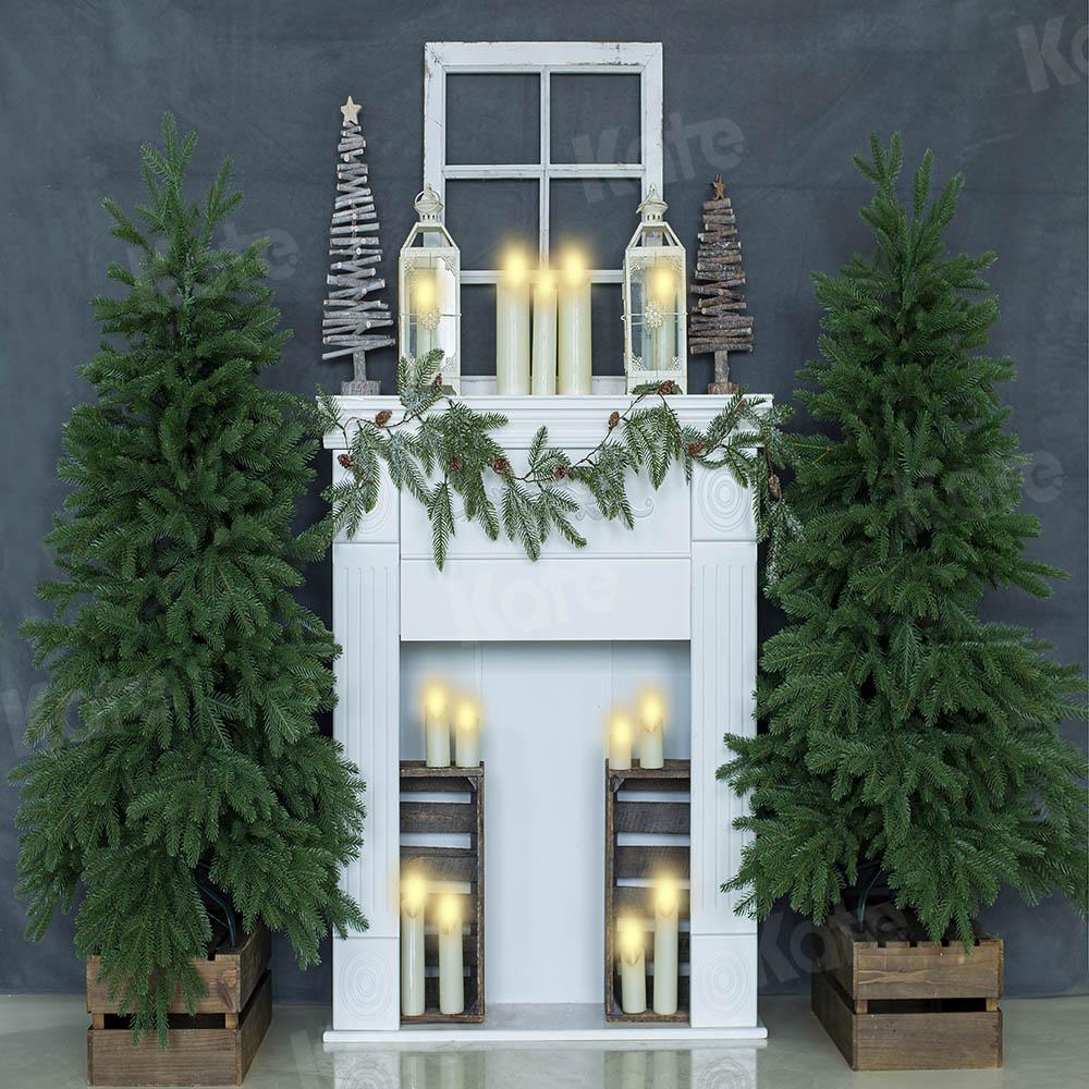 kateクリスマスキャンドル灰色の家の背景