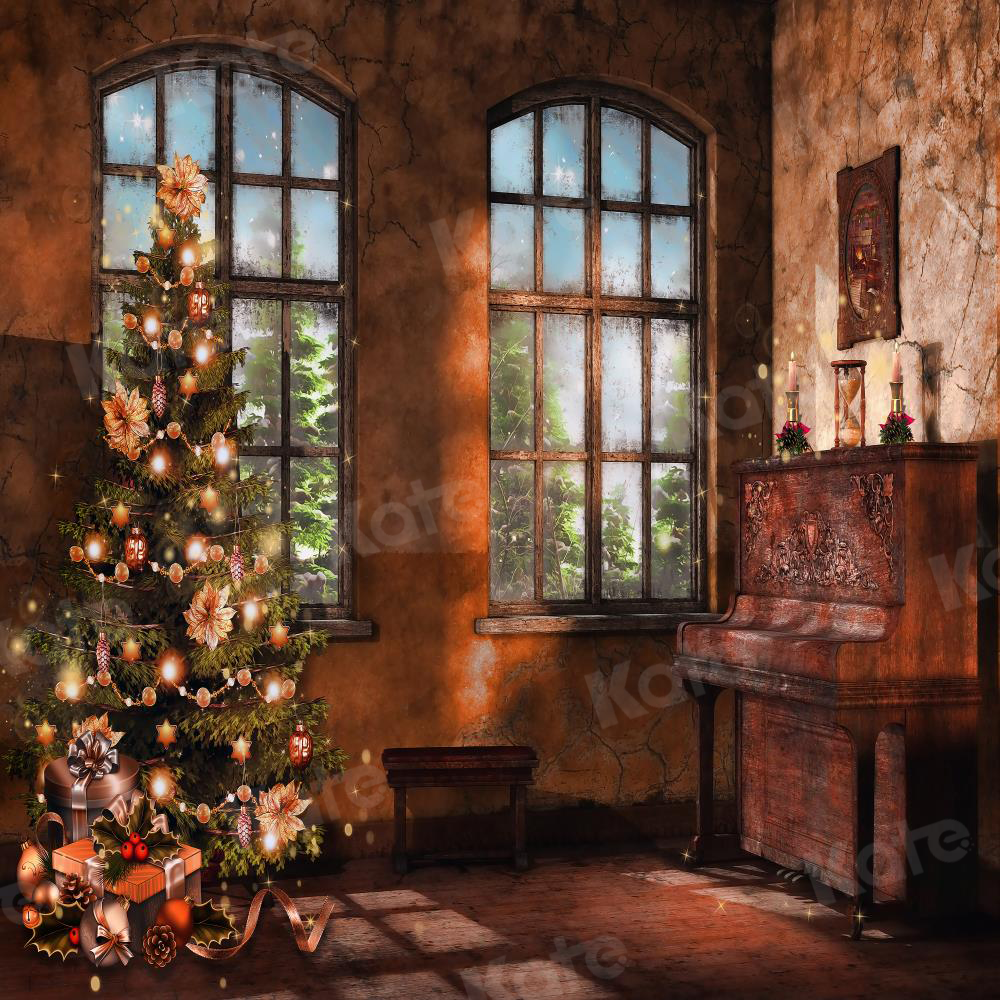 Kate レトロなリビングルームのクリスマスツリーの背景色
