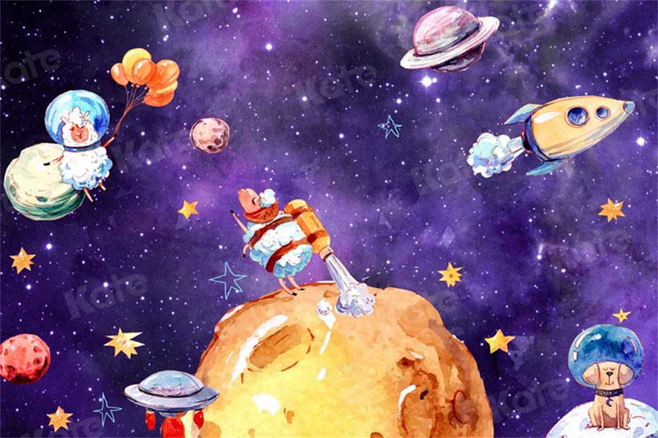 kate写真撮影のための宇宙背景宇宙船スターへの着陸