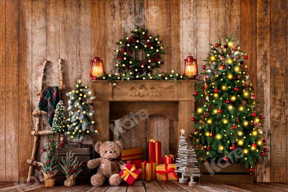 kateクリスマスプレゼントの背景リースベア