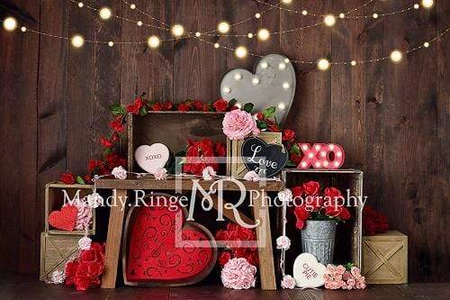 Kate バレンタインの木箱の赤いバラの背景