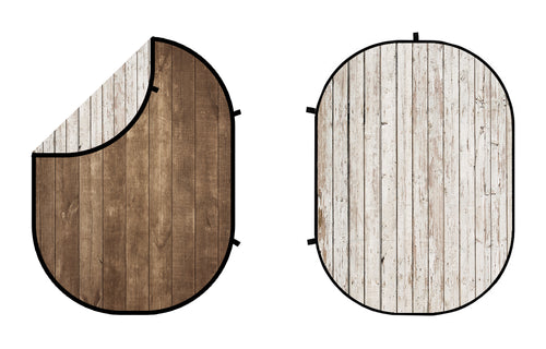 Kateウッドホワイトとダークブラウンの折りたたみ可能な背景写真5X6.5ft（1.5x2m）