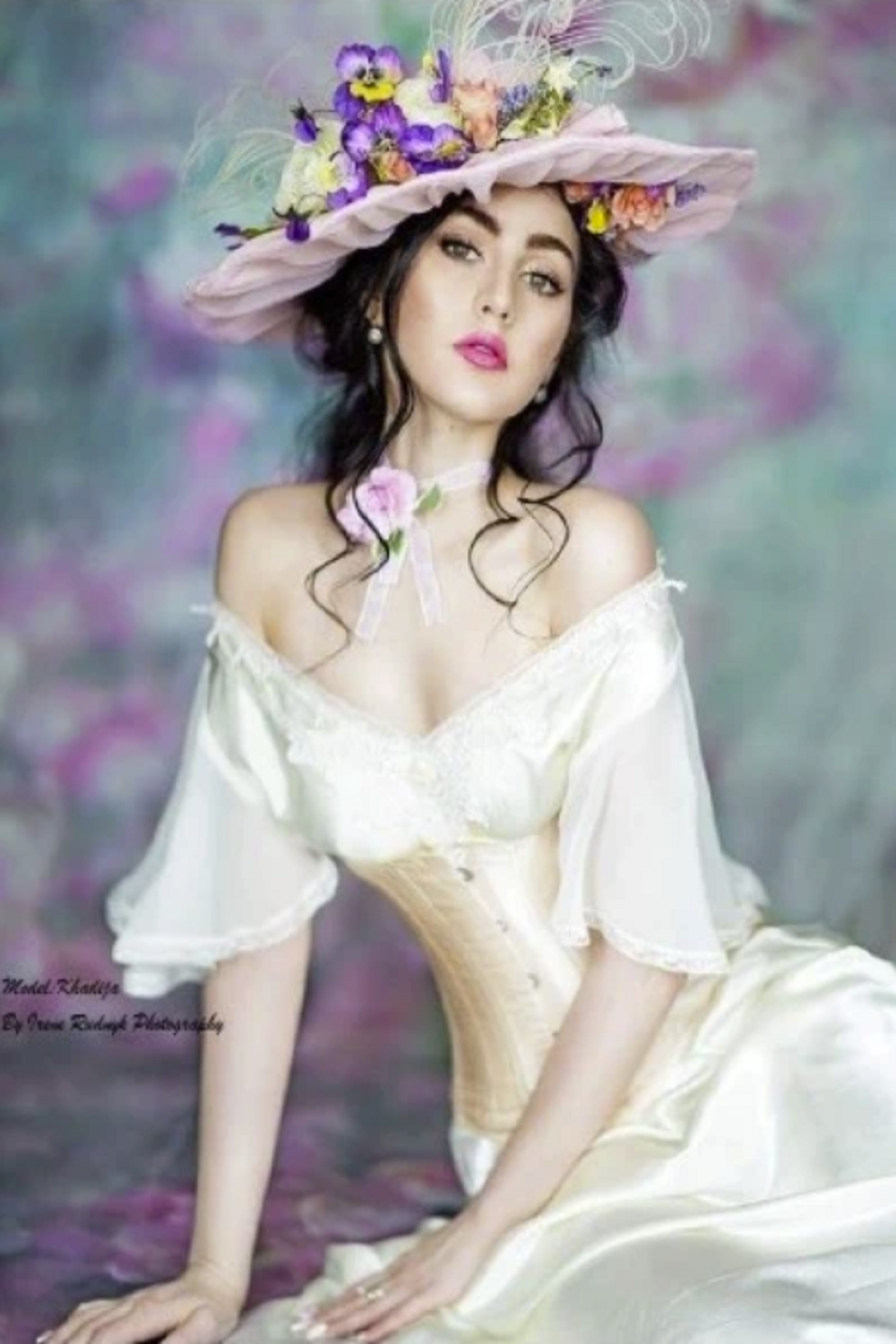 Kate ポートレート写真のようなピンクの花の背景布