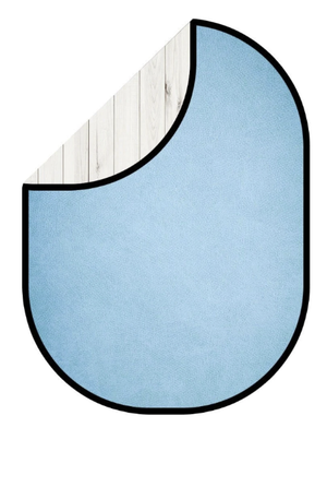 Kate ホワイトウッド/ライトブルー折りたたみ式背景写真5X6.5ft（1.5x2m）