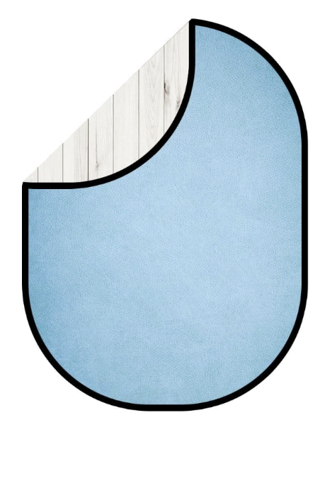 Kate ホワイトウッド/ライトブルー折りたたみ式背景写真5X6.5ft（1.5x2m）