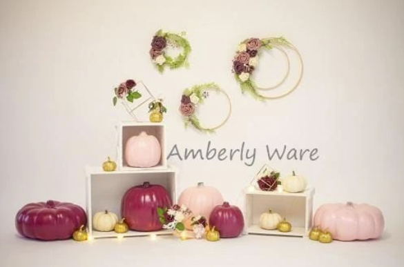 Kate 感謝祭のカボチャの花輪の背景