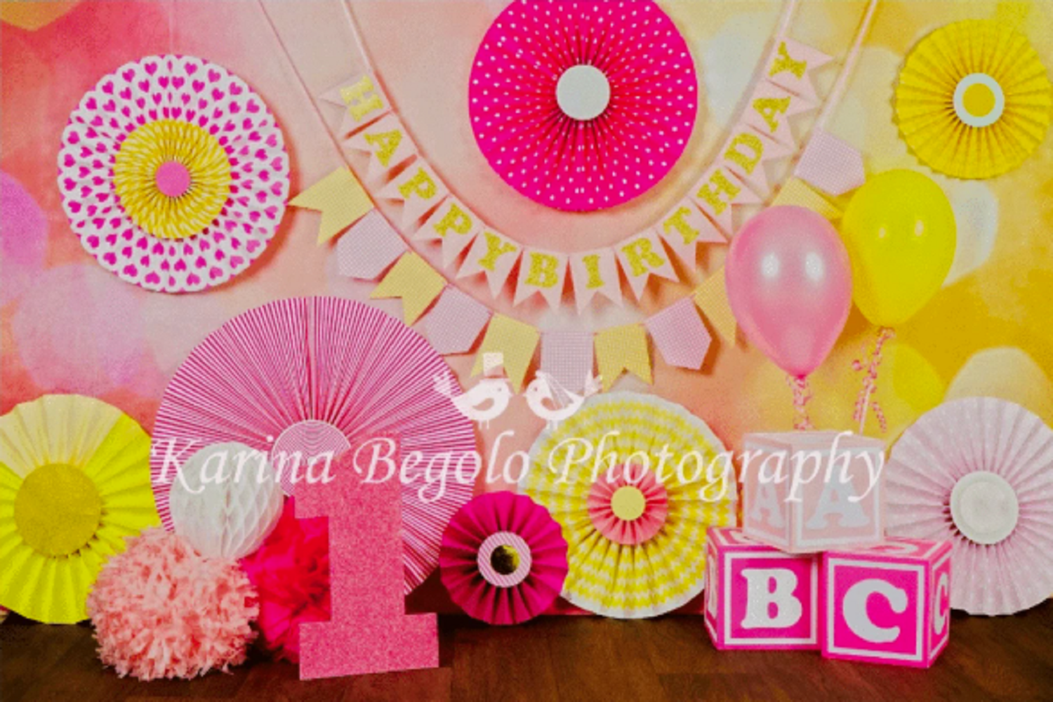 Kate 1歳の誕生日七五三の花の背景