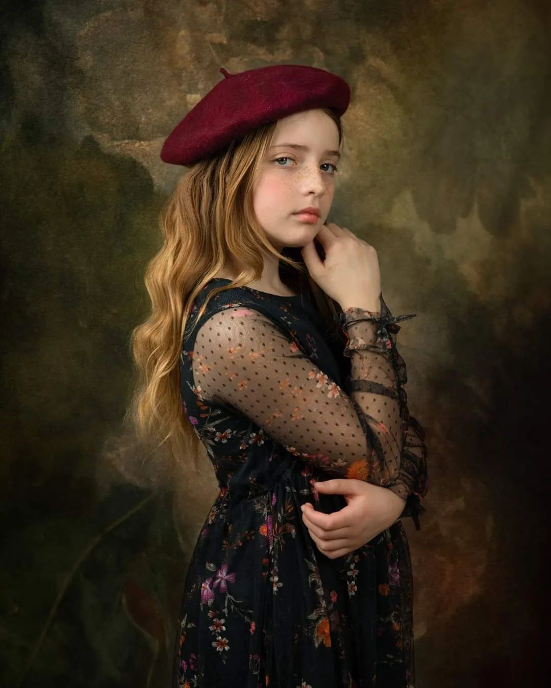 Kate レトロな花の暗い写真の背景