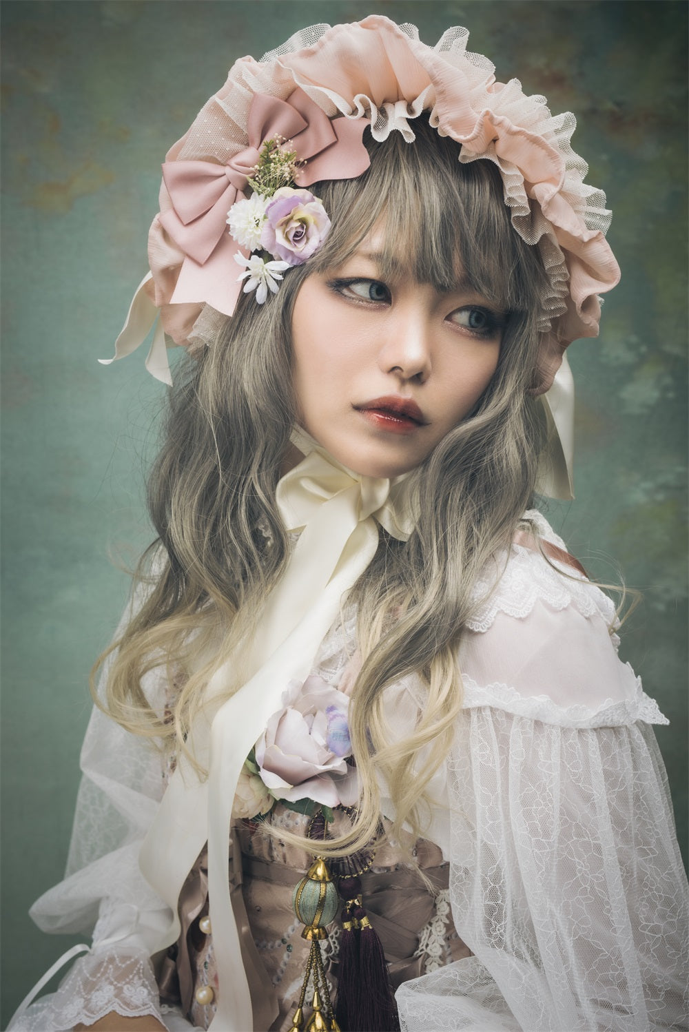 Kate 女の子の日男の子の日写真撮影のためのファインアートの花緑の抽象的な背景