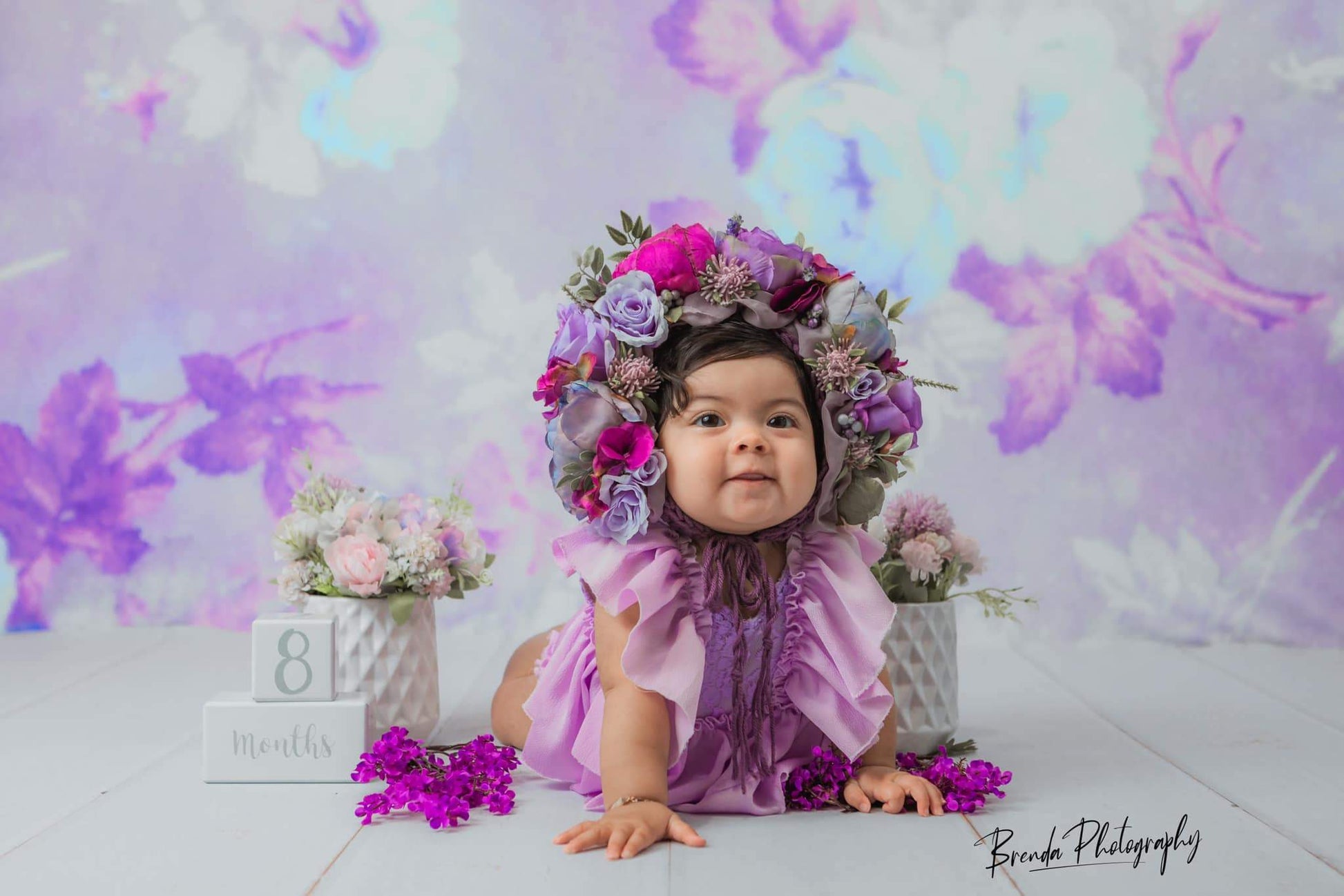 Kateレトロなぼやけたボケ紫の花柄の背景JFCC設計