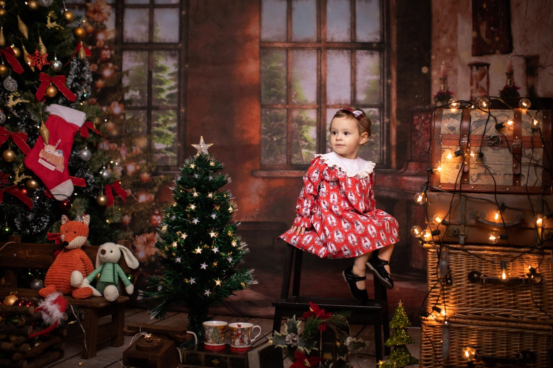 Kate レトロなリビングルームのクリスマスツリーの背景色