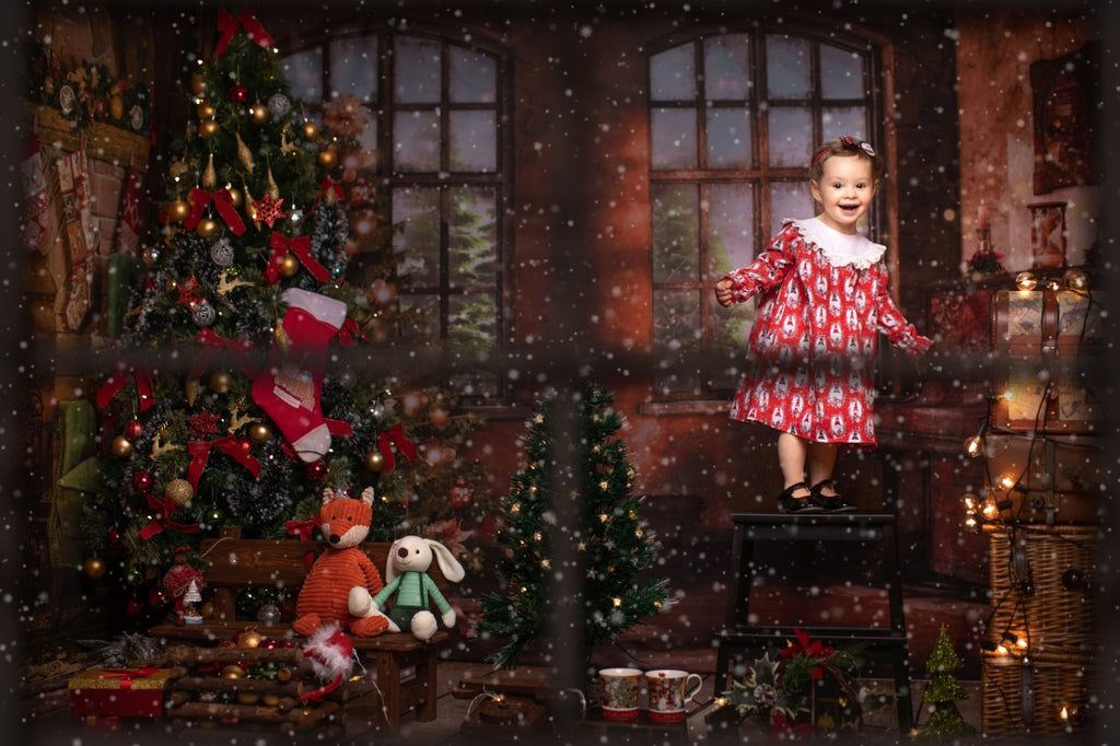 Kate レトロなリビングルームのクリスマスツリーの背景色