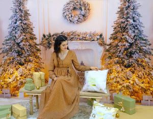 Kate ゴールデンライト暖炉クリスマスツリー背景