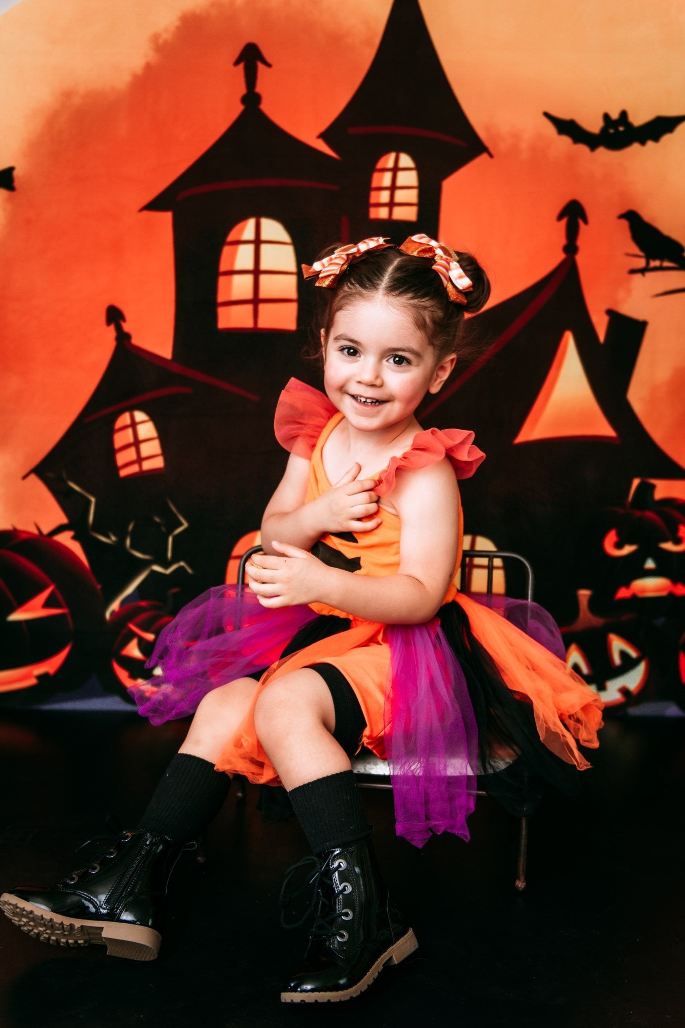 Kate ハロウィーンの背景カボチャの魔女の家