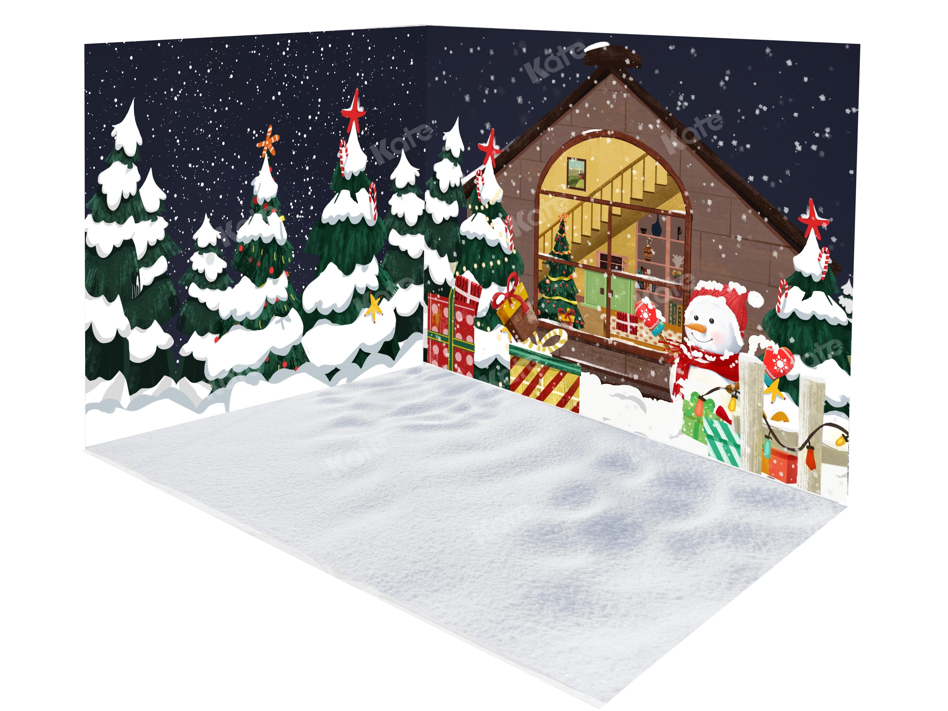 Kate クリスマスツリーの雪の庭の背景の部屋セット 設計されたEmetselch