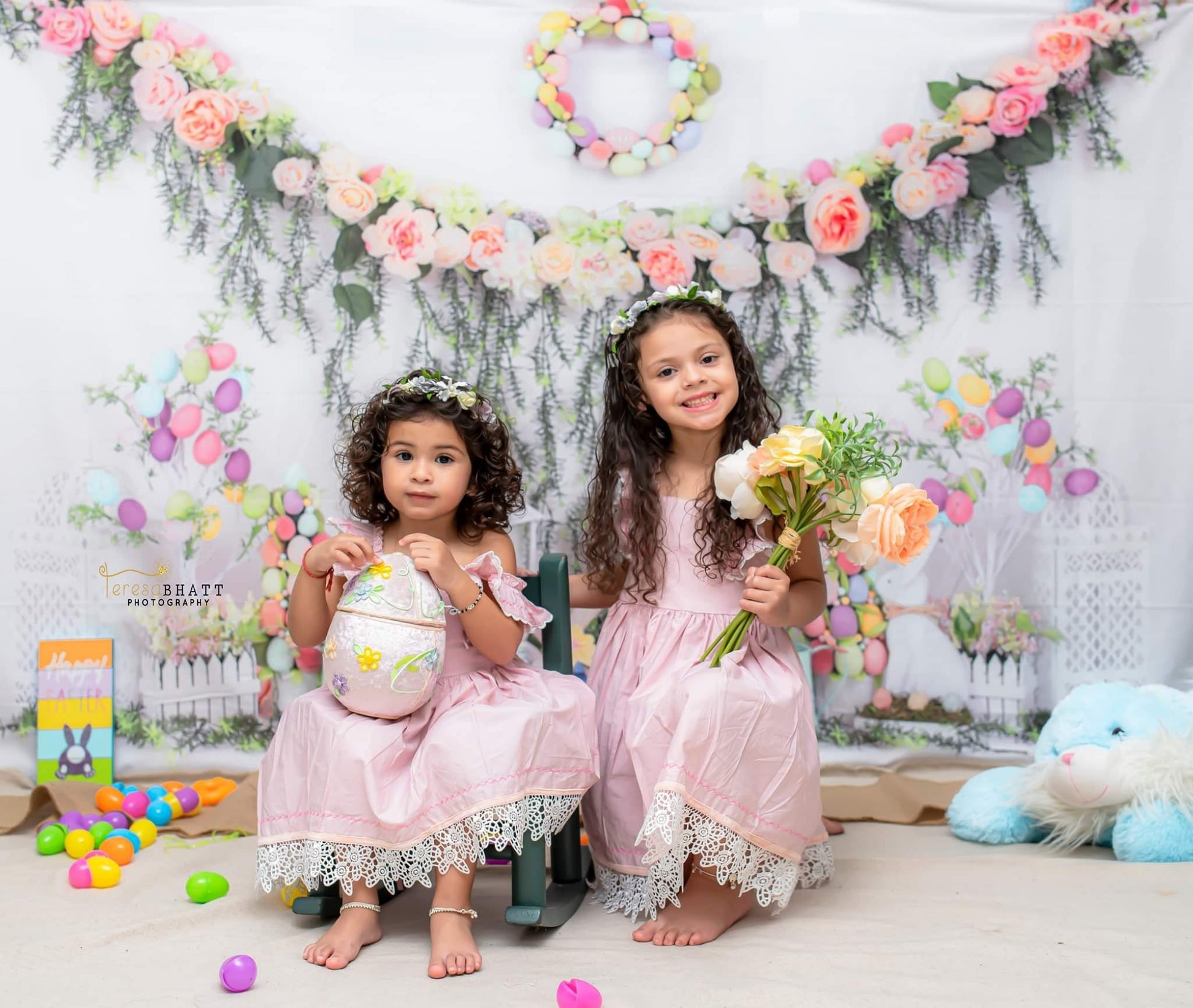 Kate ウサギと花のイースター背景布