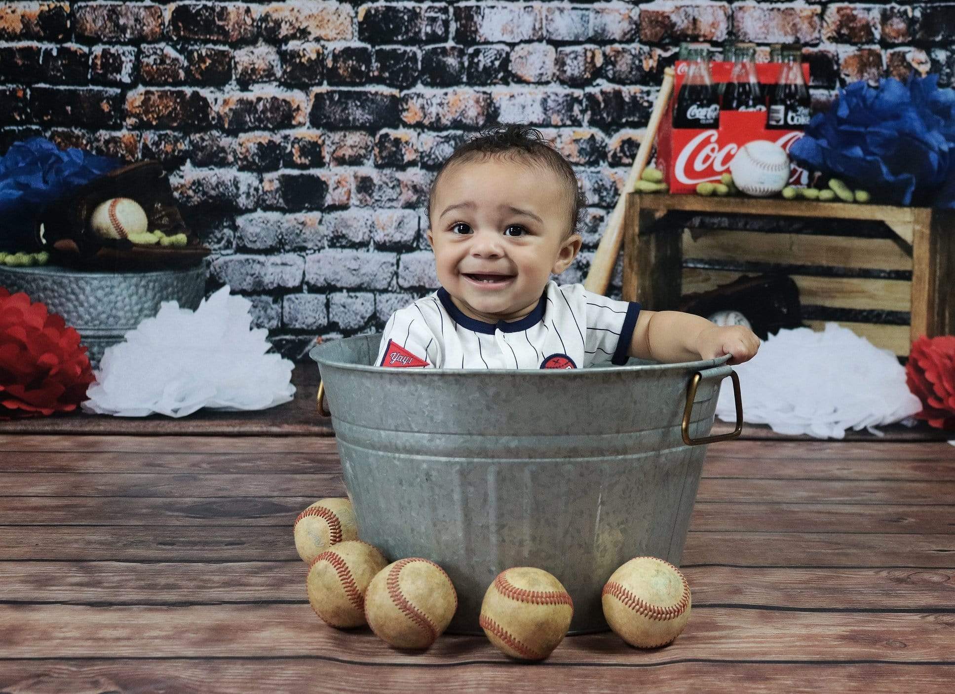 Katebackdrop£ºKate Retro Brick Wall Baseball Theme Backdrop for sports Photography Designed by Leann West