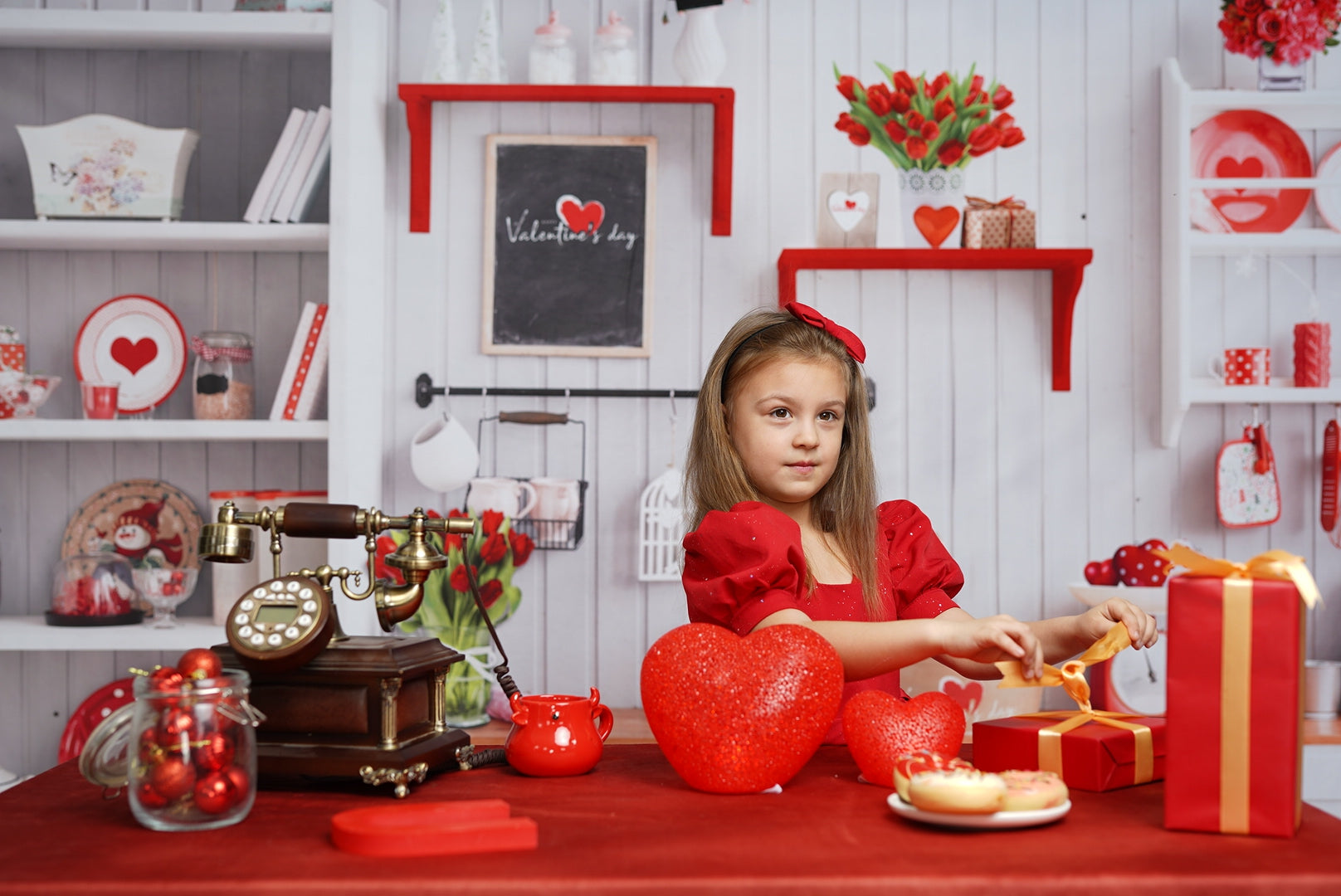 Kate 写真撮影のためのバレンタインデーの愛焼きキッチンの背景