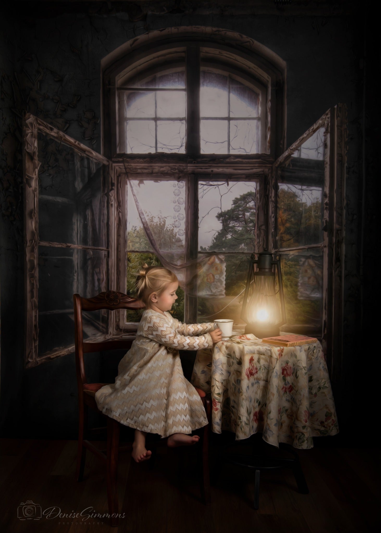 Kate 暗い灰色のレトロな城の窓の建物の背景