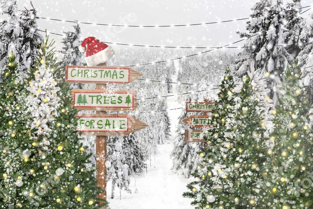 チェーン写真によって設計された写真撮影のためのKateクリスマスツリー雪の背景冬