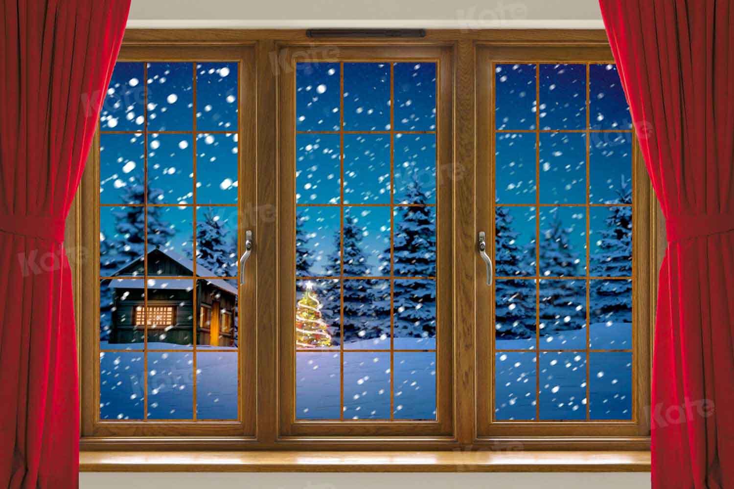 写真撮影のためのKateクリスマス赤いカーテンの背景冬