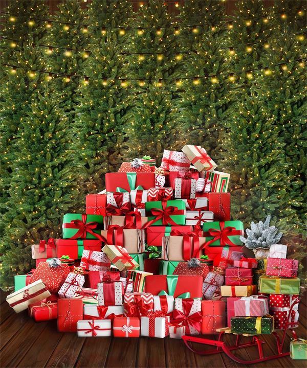 写真撮影のためのKateつのクリスマスプレゼントの背景ツリーウォッチ