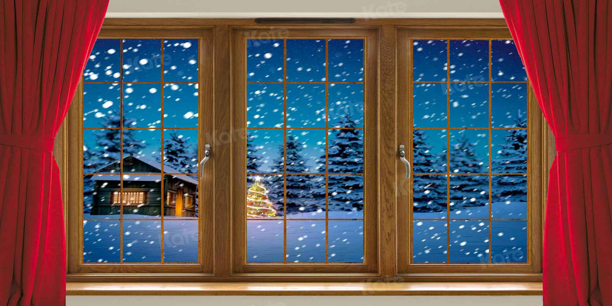 写真撮影のためのKateクリスマス赤いカーテンの背景冬