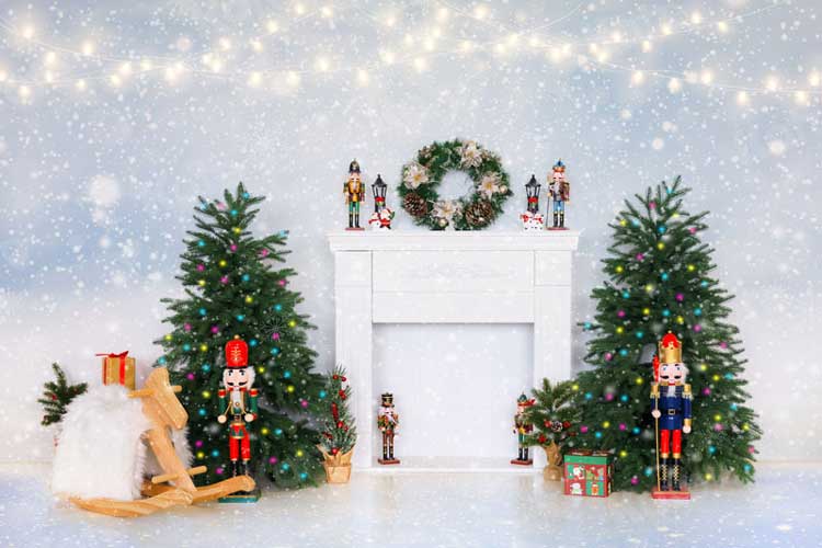 写真撮影のためのkateクリスマス冬の背景クローゼット雪