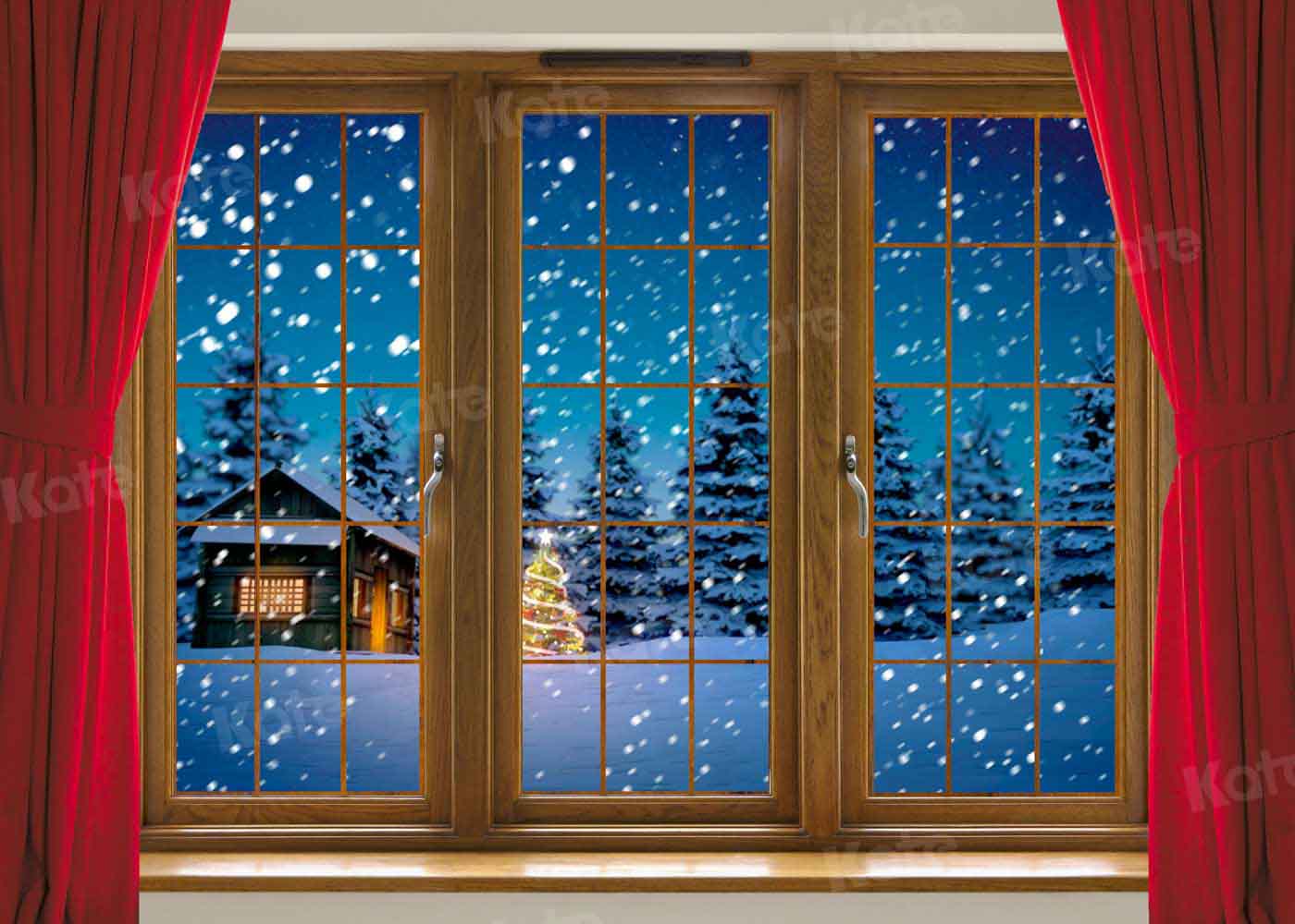 写真撮影のためのKateクリスマス赤いカーテンの背景冬