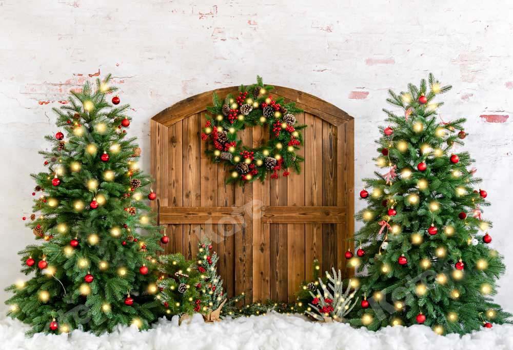 ケイトクリスマスツリーリース背景雪冬