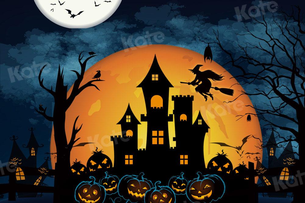 kateハロウィーンの夜の背景秋の城