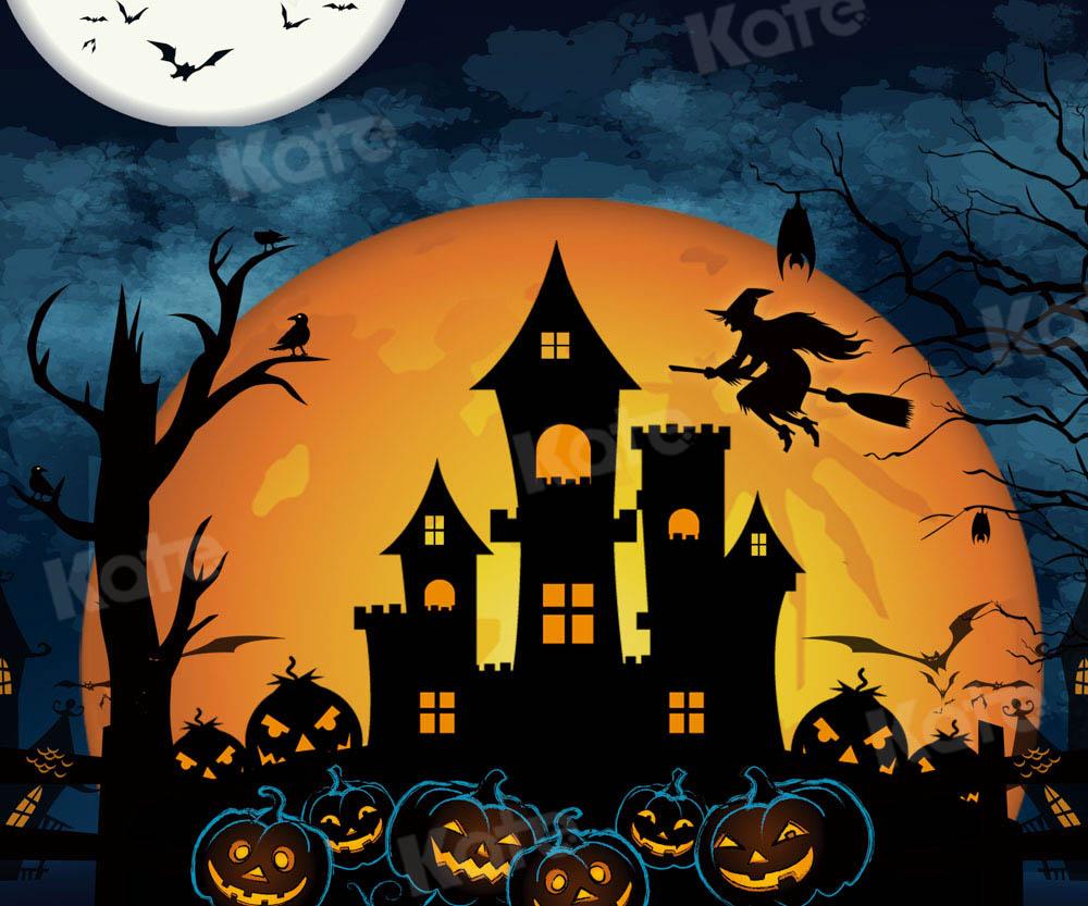 kateハロウィーンの夜の背景秋の城