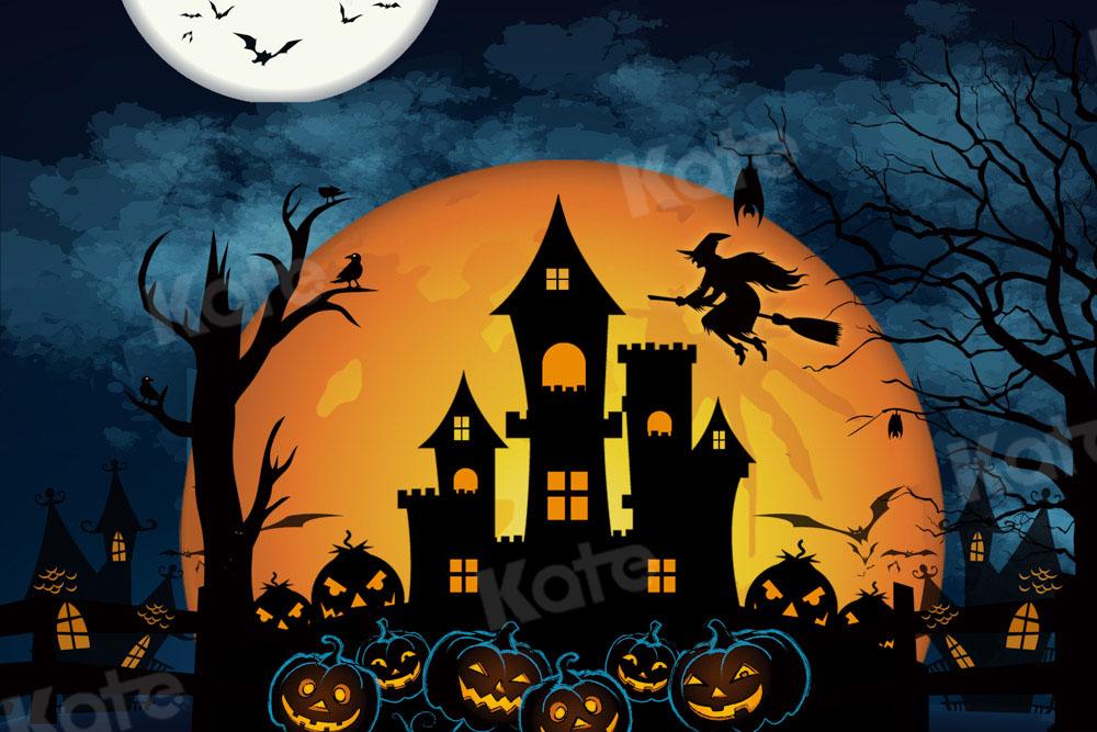 kateハロウィーンの夜の背景秋の城