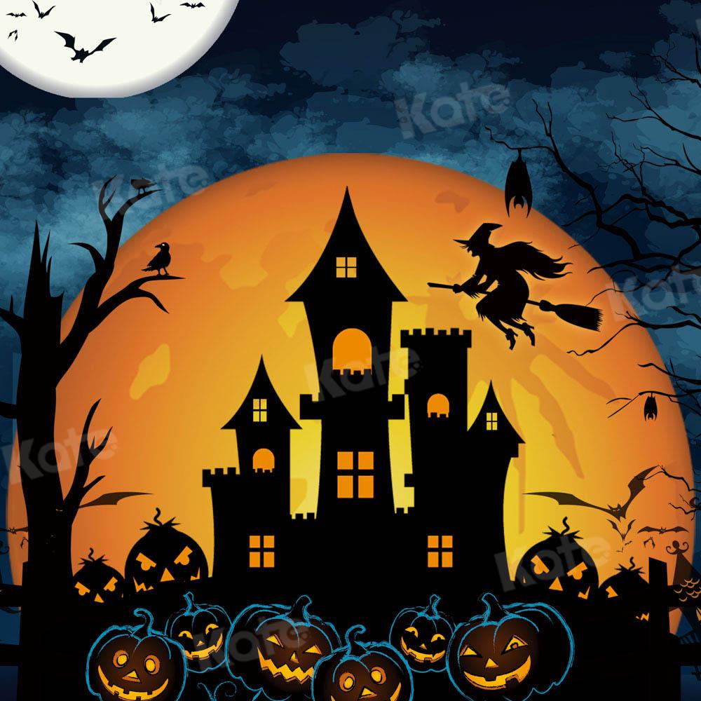 kateハロウィーンの夜の背景秋の城