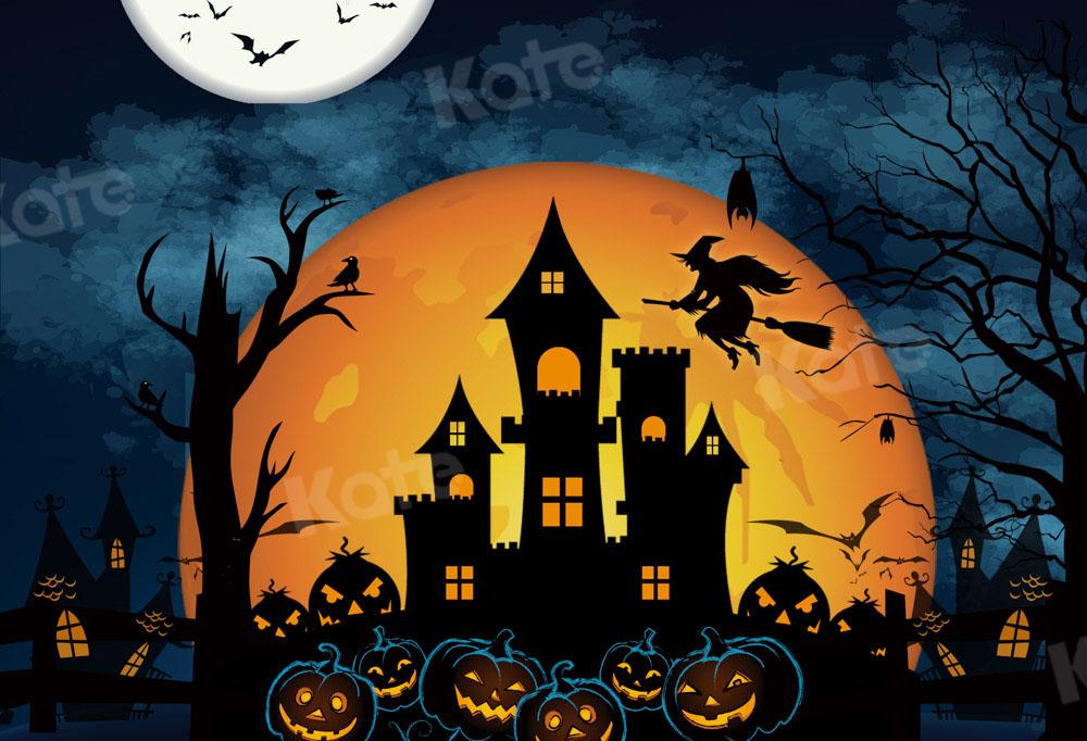 kateハロウィーンの夜の背景秋の城
