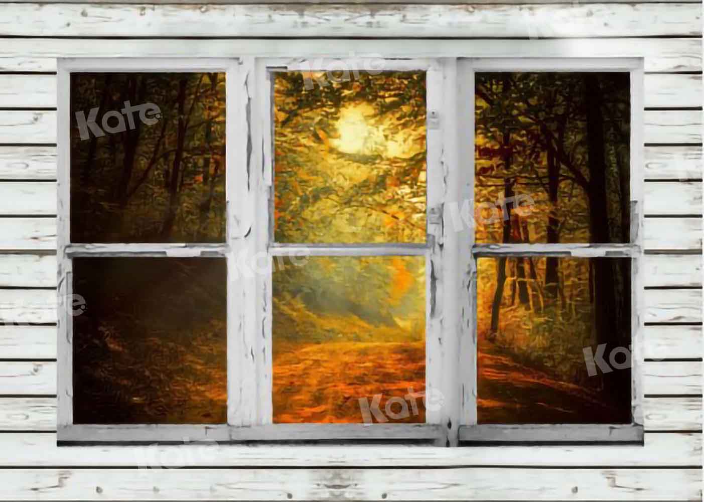 写真撮影のためのKate秋の森の背景ウィンドウ