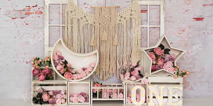 写真撮影のためのkateつのケーキスマッシュ背景の花