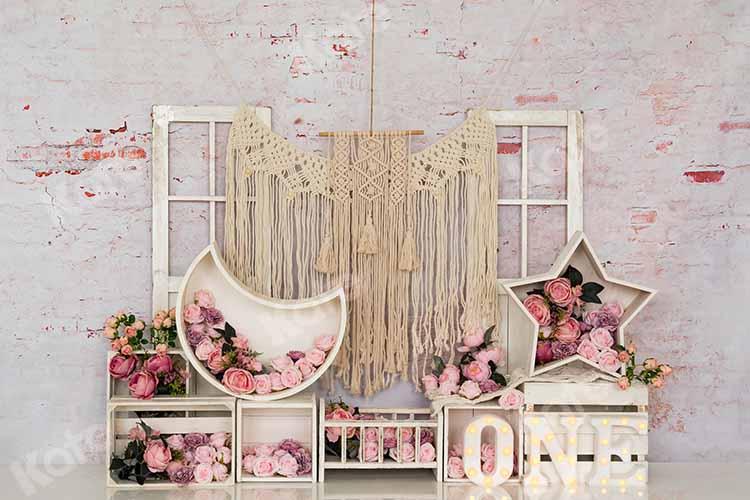 写真撮影のためのkateつのケーキスマッシュ背景の花