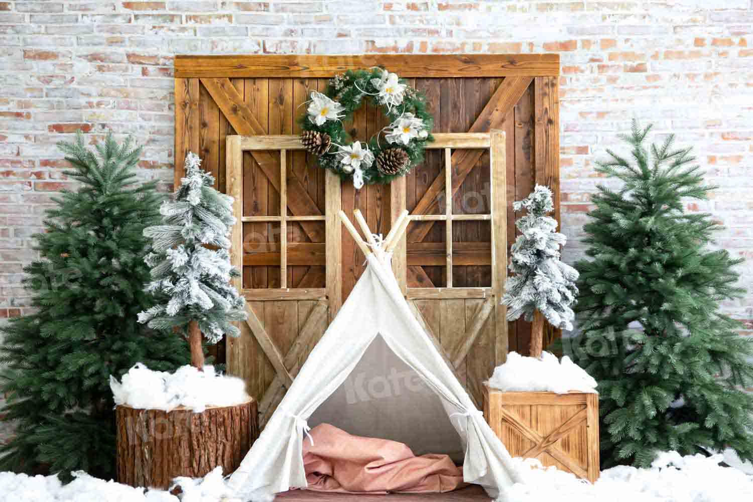kateクリスマスの雪の背景冬のテント
