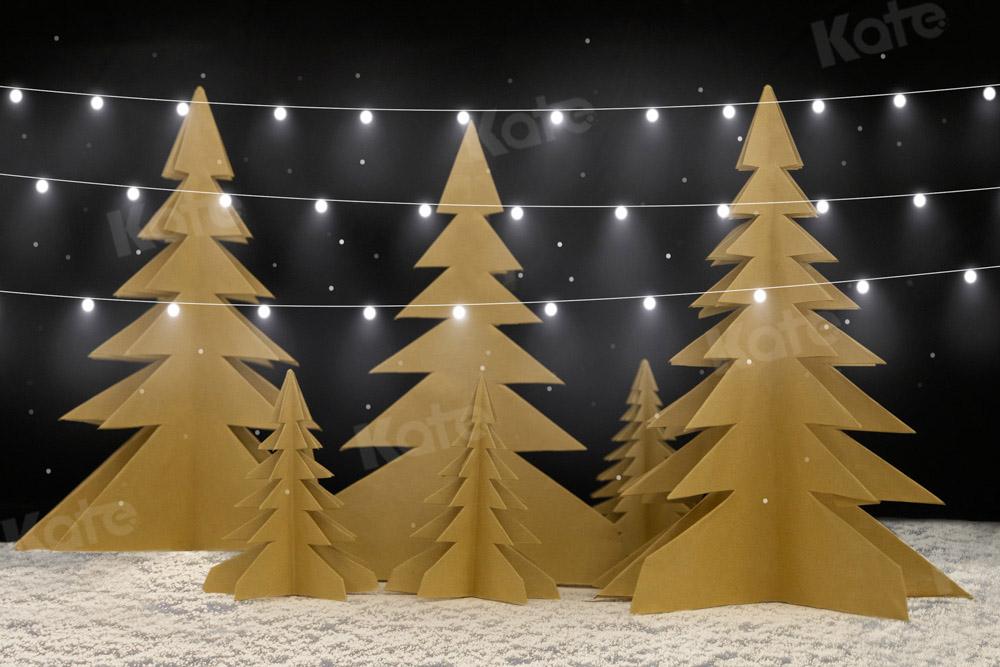 kateクリスマスツリーの背景冬の光雪の夜