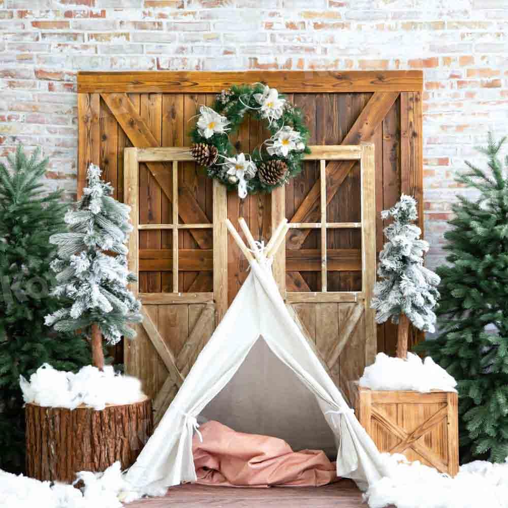 kateクリスマスの雪の背景冬のテント