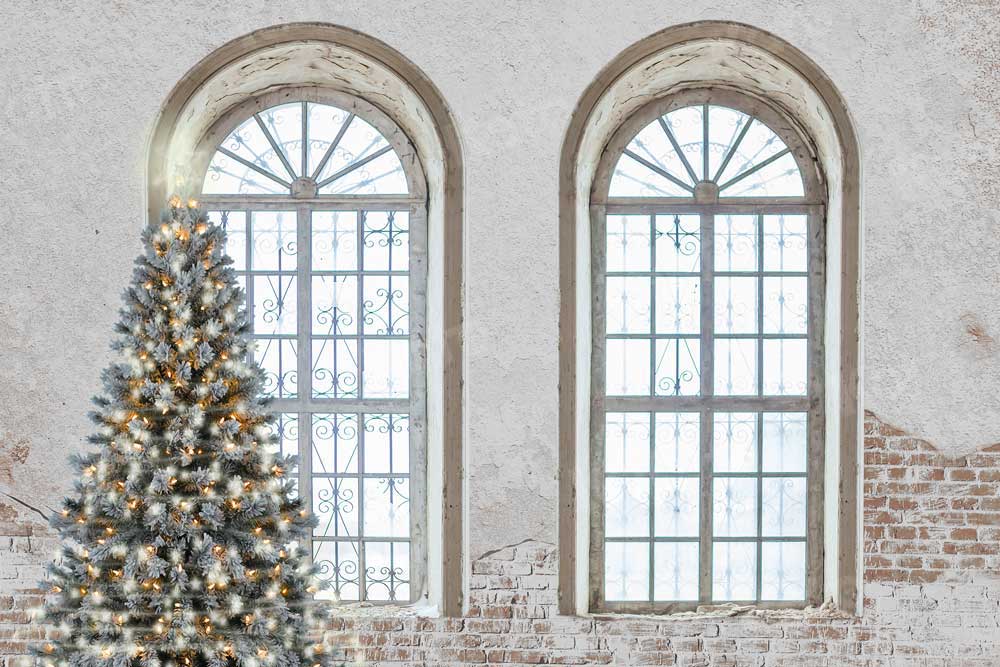 kateクリスマスレトロな背景写真撮影のための古いウィンドウ