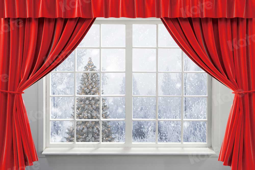 写真撮影のためのkateクリスマス冬の背景赤いカーテン