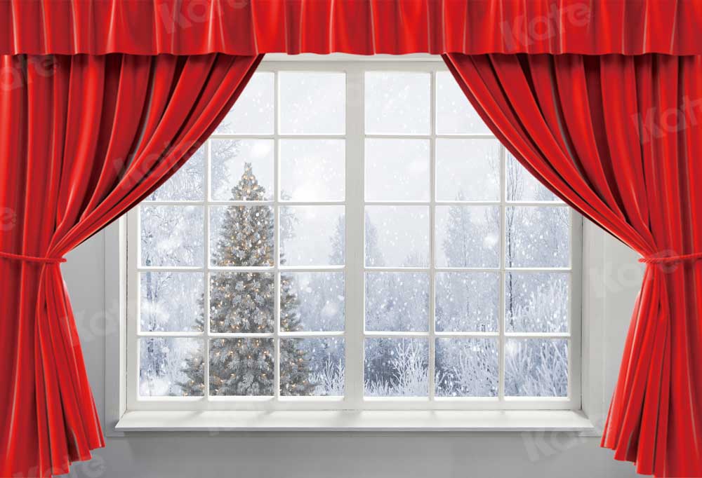 写真撮影のためのkateクリスマス冬の背景赤いカーテン