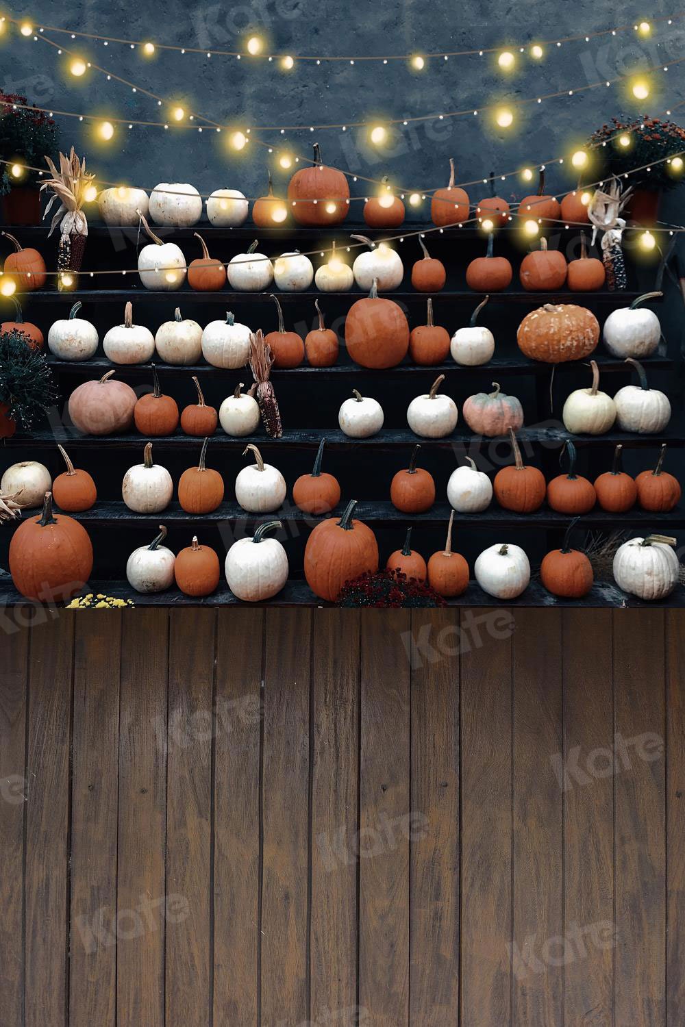 写真撮影のためのKateつの秋のカボチャの背景の木